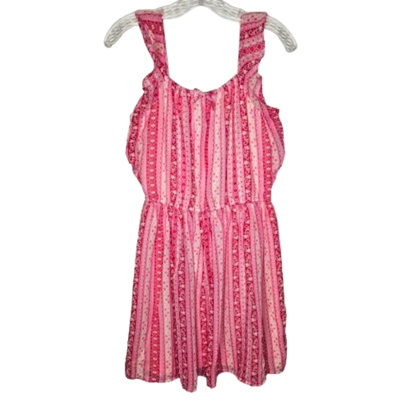 The Children's Place Girls Pink Beige Striped Ruffle Elastic Waist Dress Size 16 - Picture 2 of 13